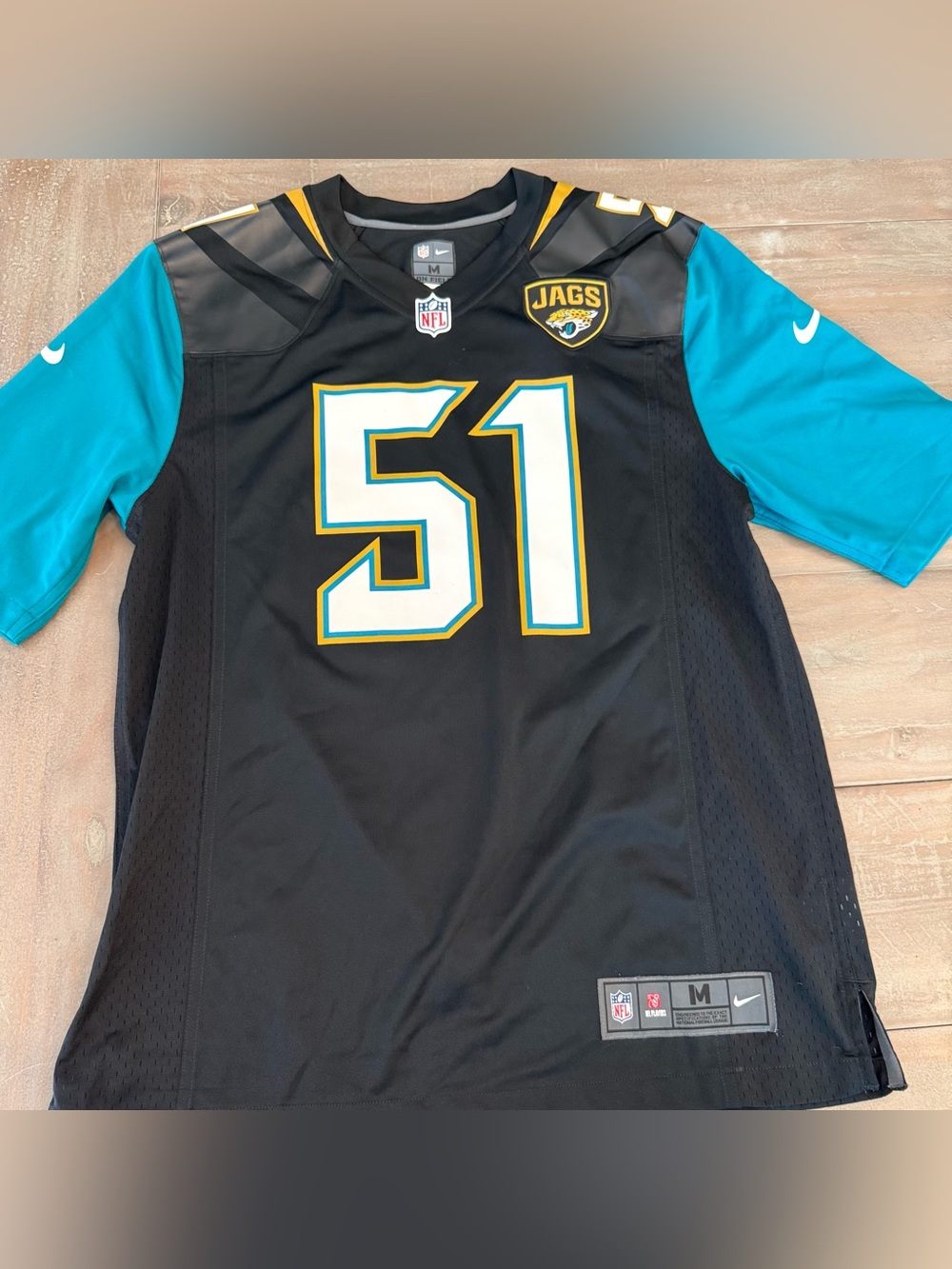 Nike Jacksonville Jaguars #51 Black & Teal Men's Football Jersey
